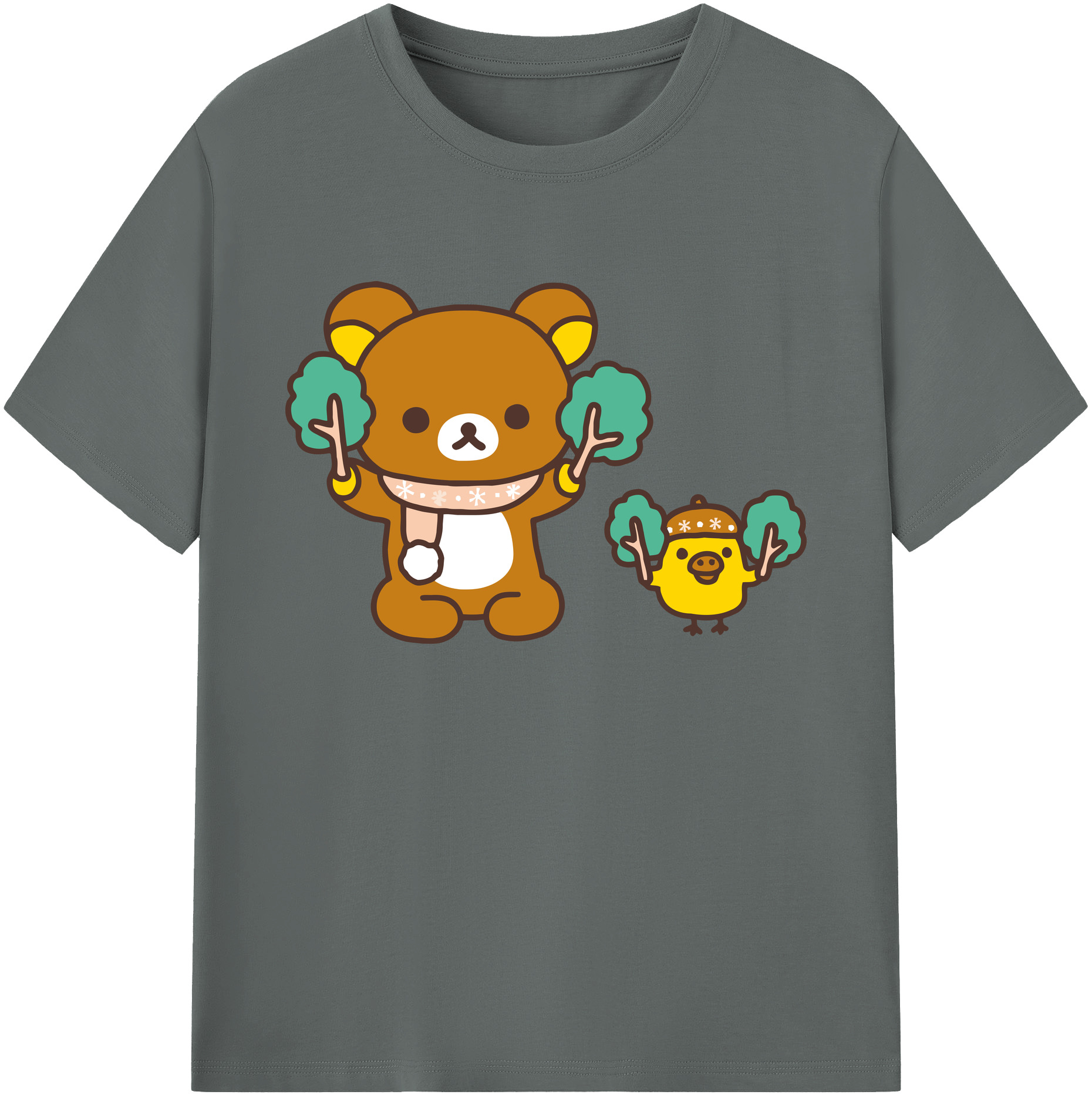 （画像用） リラックマ リラックマ キイロイトリ Rilakkuma Korilakkuma Kiiroitori 綿100％ メンズ半袖Tシャツ｜肌触りやわらか＆通気性